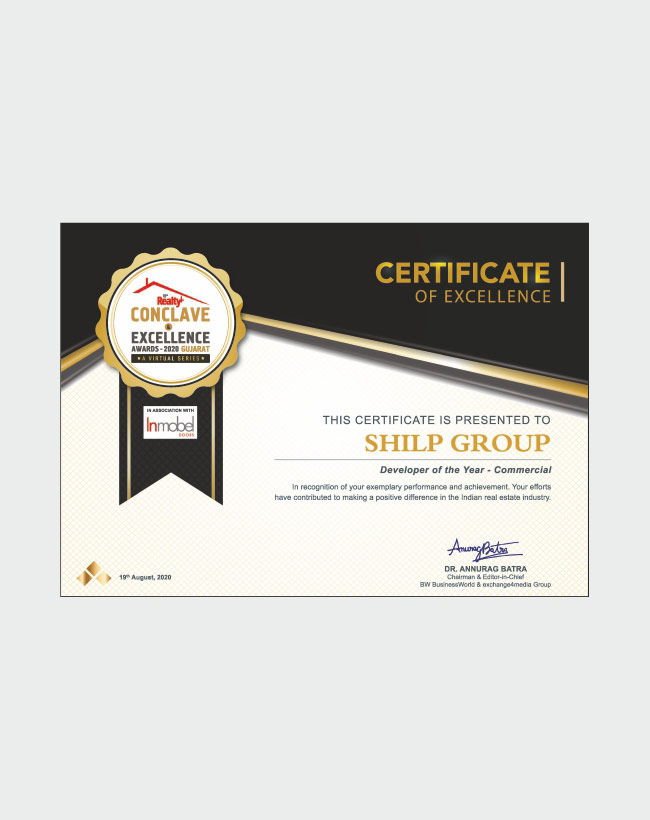 REALTY PLUS CONCLAVE 2020 SHILP GROUP DEVELOPER OF THE YEAR - COMMERCIAL